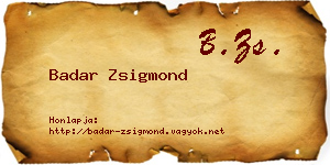 Badar Zsigmond névjegykártya